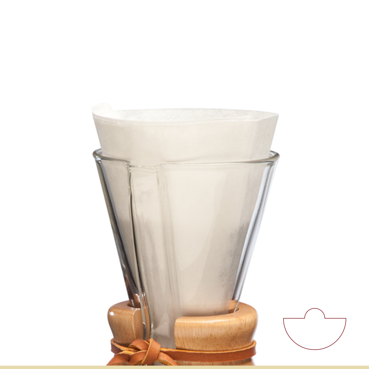 Chemex Bonded Filters Unfolded half Moon White - 100 ct from TM Ward Coffee